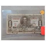 1928 Bolivian 1 Boliviano Banknote Issued by El Ba