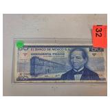 El Banco de Mexico 50 Pesos Banknote with Benito J