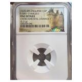 1625-1649 England 1/2 Penny Charles I NGC Graded F