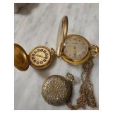 Gold-Tone Mechanical Pocket Watch Set, As Is
