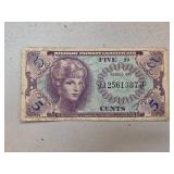 Military Payment Certificate Series 591 " 5 Cent