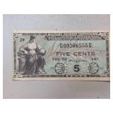 Series 481 Military Payment Certificate " 5 Cent