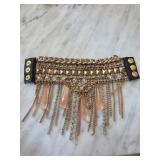 Gold-Tone Chain and Rhinestone Statement Bracelet