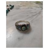 Sterling Silver Ring with Abalone Shell Inlay