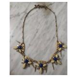 J.Crew Gold-Tone Stone Necklace With Blue and Yell