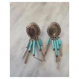Sterling Silver and Turquoise Earrings with Dangle
