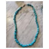 Turquoise Stone Necklace With Sterling Silver Clas