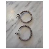 Sterling Silver Braided Design Hoop Earrings