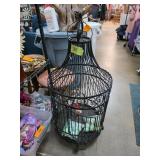 3ft Ornate Black Metal Birdcage with Scrollwork De