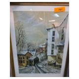 Framed Robert Fabe Signed Winter Scene Lithograph