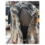Faux Fur-Lined Zip-Up Vest With Leather Interior