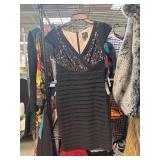 Adrianna Papell Black Lace and Tiered Cocktail Dre