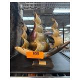 Italian Decorative Ship Model Made of Horn
