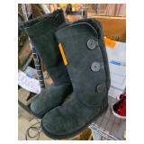 UGG Black Suede Size 9 Boots with Button Closure