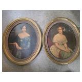 Oval Framed 19th Century Portrait Prints of Women