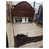 Mahogany Full-Size Sleigh Bed Frame with Decorativ