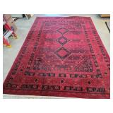 Bokhara Collection Red and Black Area Rug with Geo