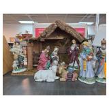 Nativity Scene Set with Stable and Figurines