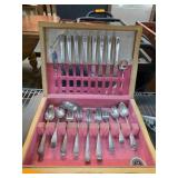 Wm. Rogers Silverplate Flatware Set in Floral Case
