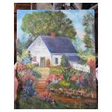 Oil Painting of Cottage Scene by Artist Barbara