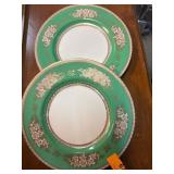 Antique Minton Green & Gold Dinner Plates