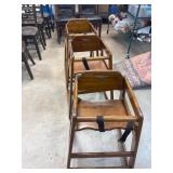 3 Wooden Restaurant-Style High Chairs with Safety