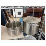 Two Stainless Steel Stock Pots by Winco and Thunde