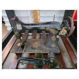 Vintage Hand-Crank Sewing Machine with Serial Numb