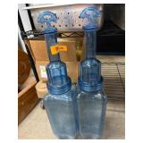 Blue Plastic Plunger-Style Water Jugs with Handles