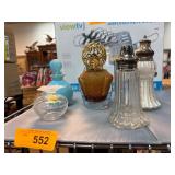 Glassware and Decorative Bottles, Lot of 5