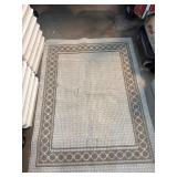 Beige and White Rectangular Woven Rug with Geometr