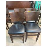 4 Wooden Chairs with Black Vinyl Seats
