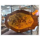 Wooden Decorative Serving Tray with Inlayed Floral