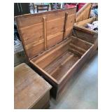 Wooden Storage Chest with Hinged Lid and Reinforce