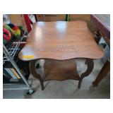 Two-Tier Wooden Table With Scalloped Edges