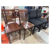 Four Mixed High-Back Chairs, Wooden and Upholstere