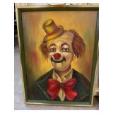 Framed Oil Painting of a Clown by Margaret Barnett