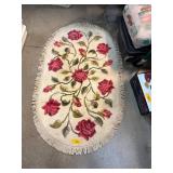 Oval Karastan Accent Rug with Floral Design and Fr