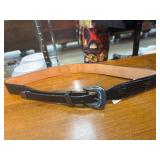 Brown Leather Belt with Measuring Tape Display