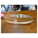 Leather Belt with Textured Strap and Gold-Toned Bu