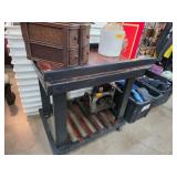 Wood and Metal Industrial Rolling Cart with Lower