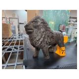 Cast Iron Lion Figurine With Rustic Finish