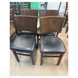Four Wooden Dining Chairs with Black Upholstered S