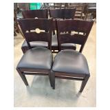 Four Wood Dining Chairs with Padded Seats