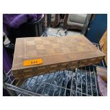 Wooden Chess and Backgammon Box with Hinged Lid