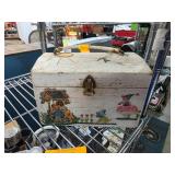 Decorative Wooden Storage Box with Painted Design