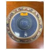 Handcrafted Pottery Chip and Dip Platter with Flor