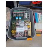 Gardening and Nature Books in Plastic Storage Bin