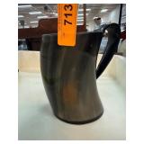 Black Polished Horn Mug with Curved Handle