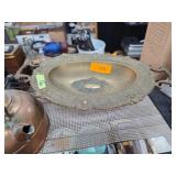 Ornate Brass Decorative Bowl with Handles on Pedes